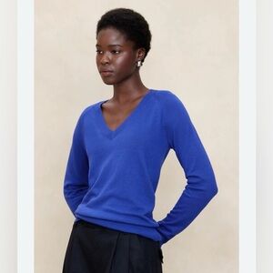 Banana Republic Factory Blue V-Neck Sweater Small Lightweight NWT